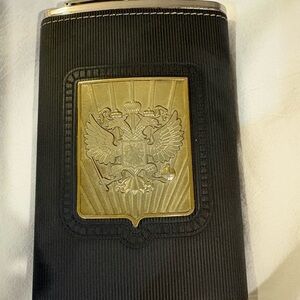 Black and Gold Flask with Russian Emblem